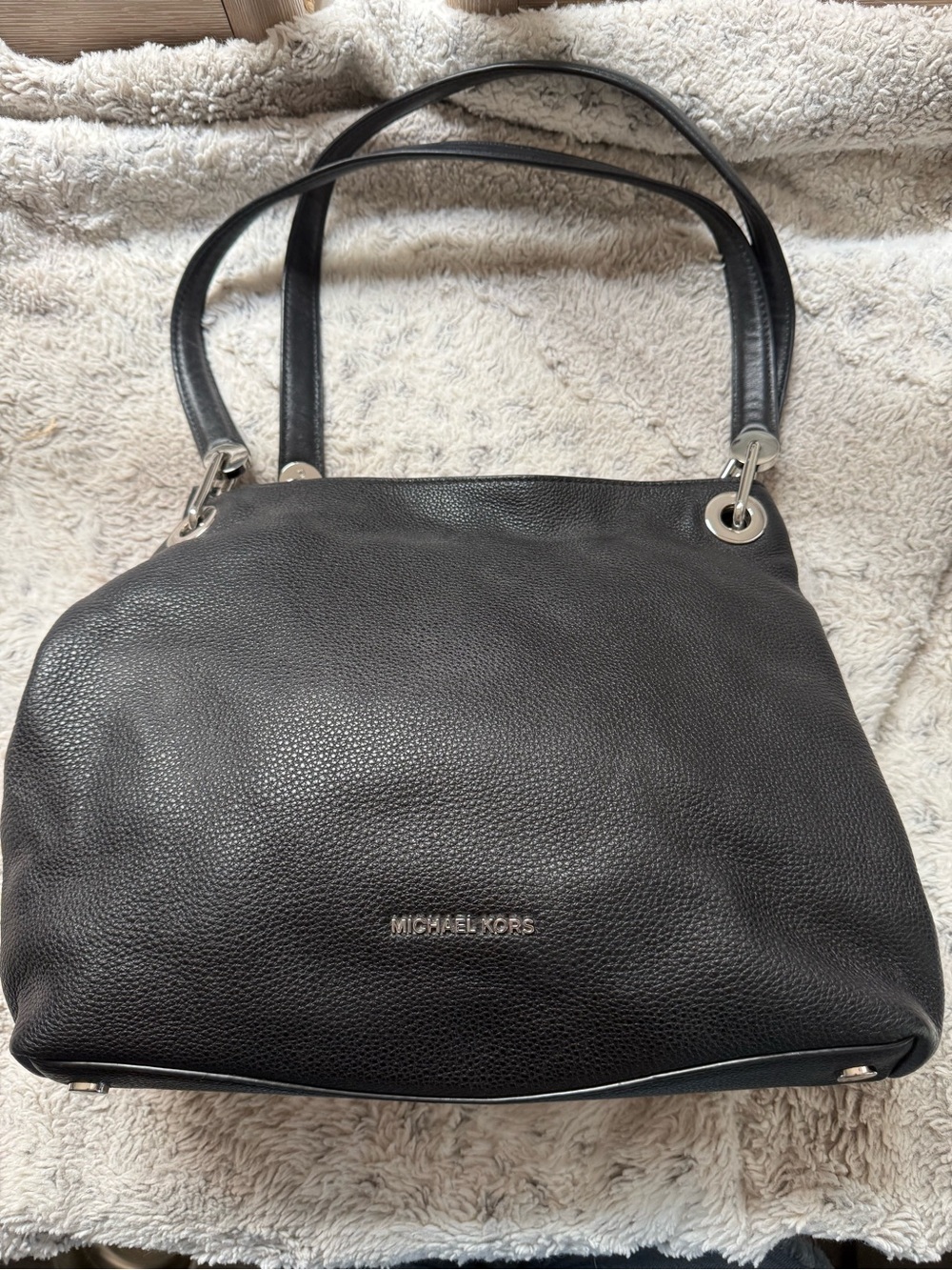 Michael Kors Black Leather Double-Handle Shoulder Bag